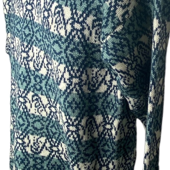 Vintage Concrete Men’s Knit Winter Sweater XL 20 Teal Blue White Geometrical. - Picture 5 of 10